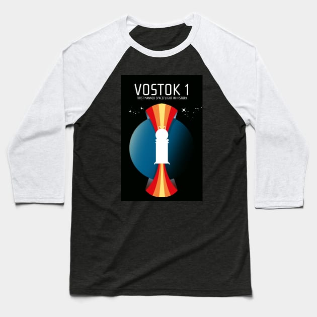 Vostok 1 Space art Baseball T-Shirt by nickemporium1